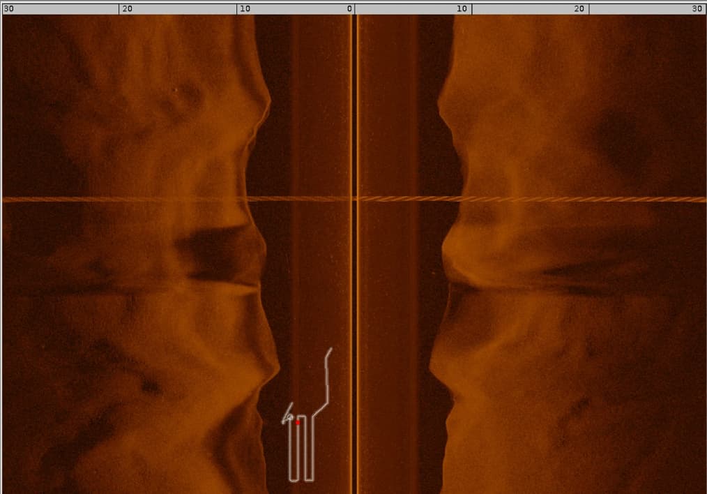 A sidescan image of the seafloor near Pyramiden